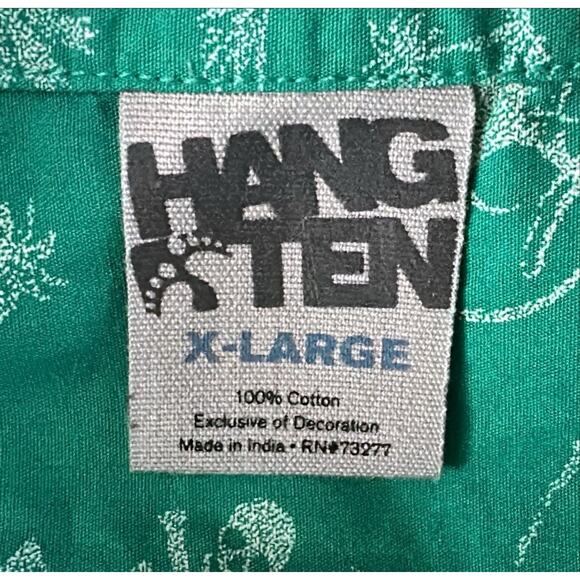 Hang Ten XL Surf Green Hawaiian Short Sleeve Shirt Button - Picture 4 of 4